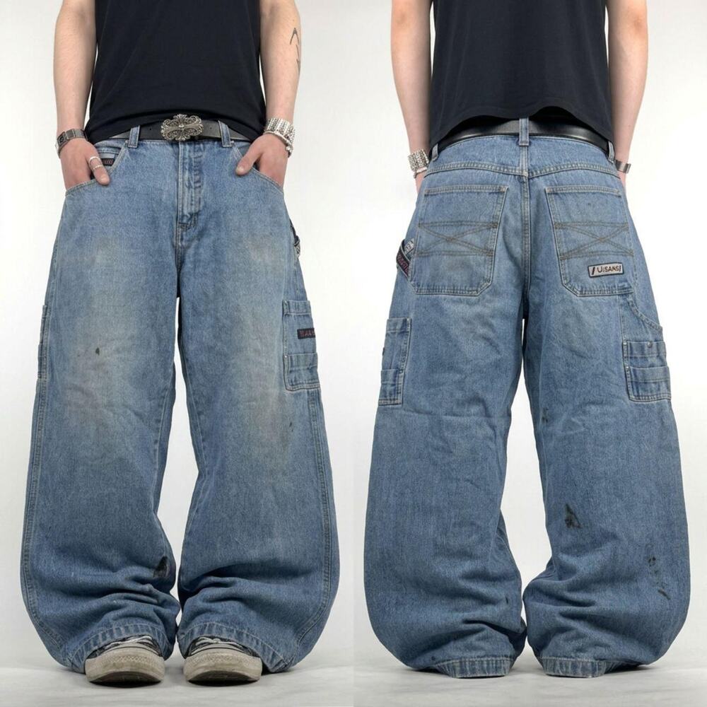 Vintage y2k grunge archive baggy wide leg stonewash faded rare jeans